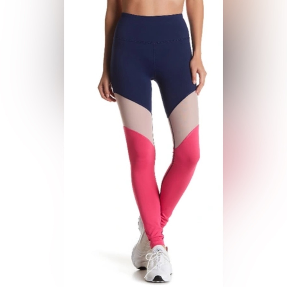 C&C Sport Colorblock Workout Leggings Navy, Pink; Sheer Size S Athleisure